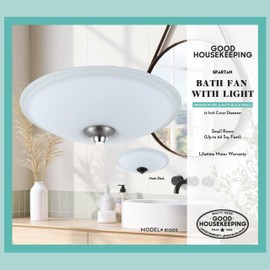 Good Housekeeping (81005 Spartan 70 CFM 2.0 Sones Decorative Bathroom Ventilation Exhaust Fan with Light (2 Finials Included)