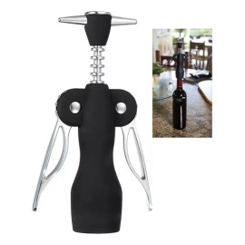 Oraab Abrebotellas Destapa Corchos Multifunción Clásico, De Alta Calidad, Aleación De Zinc Duradera, Diseño Ergonómico, Ideal Para Cocina, Fiestas, Viajes, Regalos Y Uso Profesional Negro/plateado