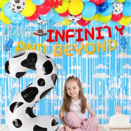 Two Infinity and Beyond Banner Cartoon Story 2nd Birthday Party Decorations Toy Inspired Game Kids 2nd Birthday Banner Party Supplies