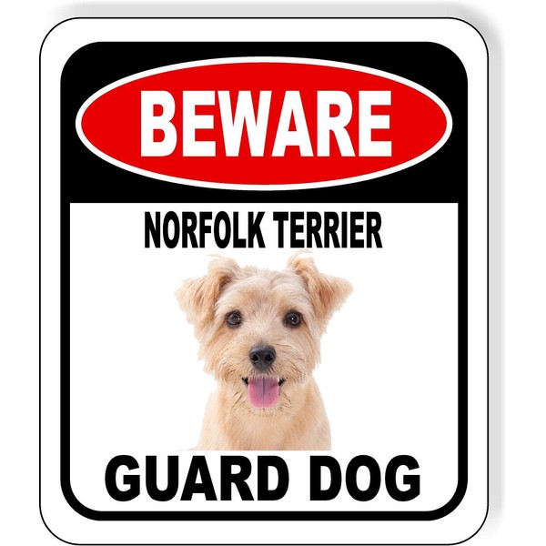 BEWARE NORFOLK TERRIER GUARD DOG Aluminum Composite Outdoor Sign 8.5"
