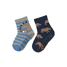 Sterntaler Unisex Children's FLI Air DP Dino + Rhino Socks, Light grey (light grey blend)