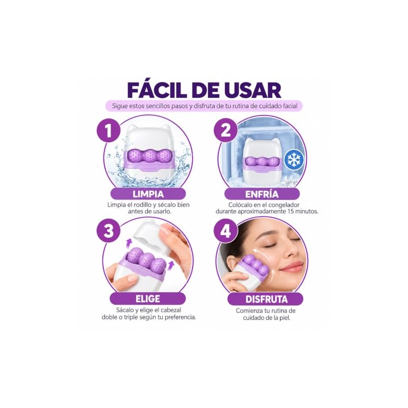 Rodillo de Hielo Facial para Cara y Ojos (morado)