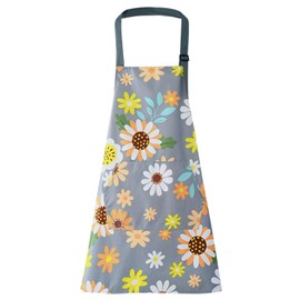 LECTNORE Chefs Kitchen Aprons, Floral Aprons for Women Adjustable Apron with Pocket Cooking Apron Waterproof Apron for Kitchen Baking Gardening
