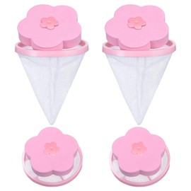 4pcs-Reusable Household Filter Washer Trap Net Pouch,pet Hair Remover for Laundry,lint Catcher for Washing Machine,Dog Hair Remover Washing Machine lint Traps,Laundry pet Hair Catcher(Pink