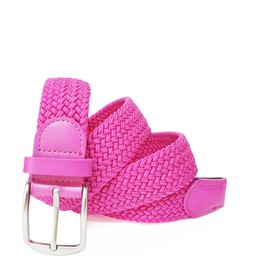 Glamexx24 Elastic Belt for Men and Women: Unisex Stretch Belt Braided Stretchy Fabric Belt, Width 3.5 cm, Length 90 cm to 155 cm, pink, 105