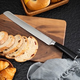 GobiSea 10-Inch Serrated Bread Knife for Homemade Bread, Sourdough Bread Knife with Wide Wavy Edge for Slicing Toast, Baguette, Bagels, Cake