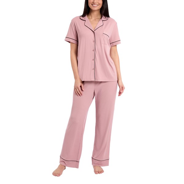 Nicole Miller New York Women's Pajamas 2 Piece Soft Ribbed
