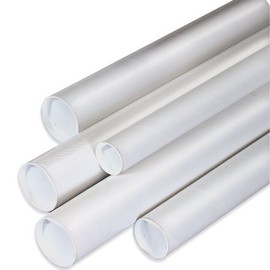 Aviditi White Mailing Tubes with Caps, 3" x 6", Pack of 24, for Shipping, Storing, Mailing, and Protecting Documents, Blueprints and Posters
