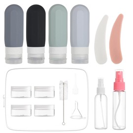 SPOWAY Botellas de Viaje，Botellas Silicona para Viaje de 16 Piezas, Juego de Botellas Dispensadoras de Viaje Portátiles, Botellas de Viaje de Solución de 89 ml，Viaje Accesorios Anti Fugas