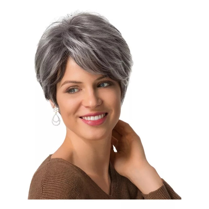generic Peluca Corta Con Flequillo Pelo Fibra Natural Moda