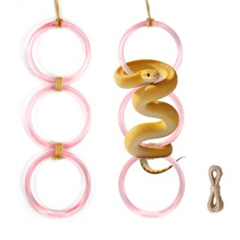 2 PCS Reptile Climbing Loops, Snake Climbing Rings, Snake Tank Accessories for Ball Python & Corn Snake-Terrarium Enrichment Toys for Snake, Iguana, Chameleon, Parrot, Lizard (Pink)