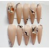 M·Q NAIL,Press on nails,Tips long nails,Hand drawn,Includes 48 jelly glue