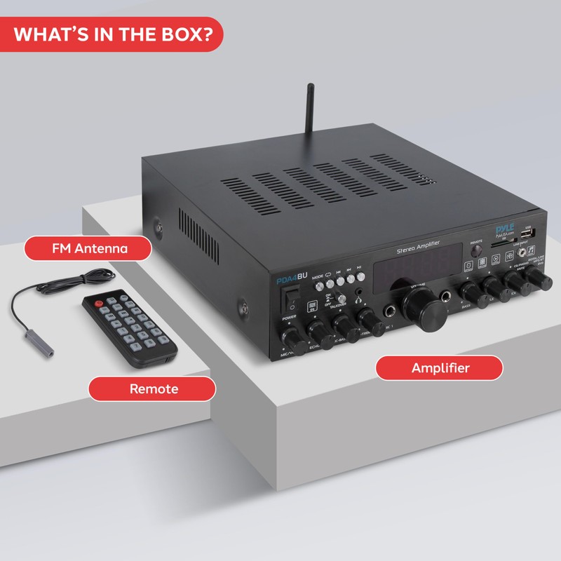 Pyle Wireless Bluetooth Home Stereo Amplifier- Multi-Channel, 200W Power Amplifier,