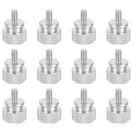 sourcing map 12pcs UNC6-32x6.5mm Knurled Thumb Screw Computer Case Threaded Hand Tighten Screws Aluminum Alloy for PC Case, Natural Color