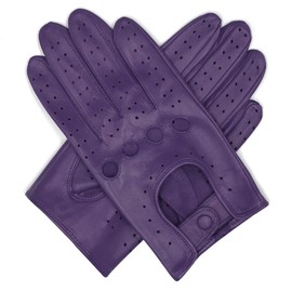 Harssidanzar Women's Leather Driving Gloves, Lambskin Gloves, Summer Leather Touchscreen Driving Gloves, Unlined, Lambskin Gloves, Women's Leather Gloves, GL009EUA, Purple, Size XL