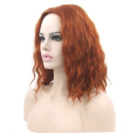 BERON Short Curly Wig Cosplay Costume Party Hair with Wig Cap (Dark Orange)