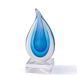 SHOP AWARDS AND GIFTS Customizable 7 Inch Art Sculptured Hand Blown Colors Suspended in Clear Glass Award, Includes Personalization