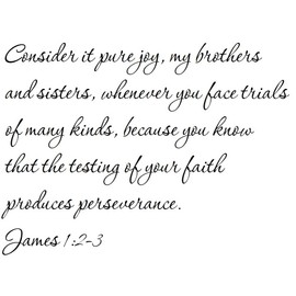 Tapestry Of Truth - James 1:2-3 - TOT2053 - Wall and home scripture, lettering, quotes, images, stickers, decals, art, and more! - Consider it pure joy, my brothers and sisters, whenever you face ...