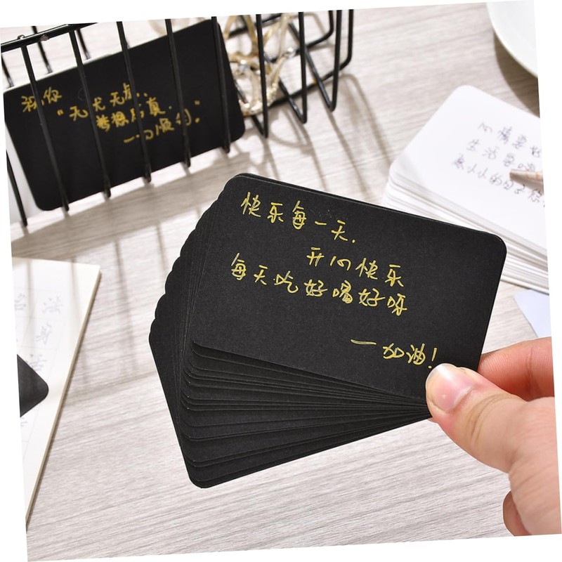 Operitacx 100pcs Black Blank Index Cards for Writable Vocabulary Learning
