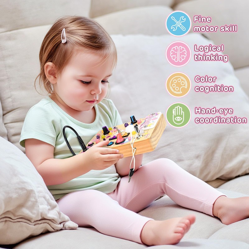 Joyreal Montessori Busy Board with LED Switches for Toddlers