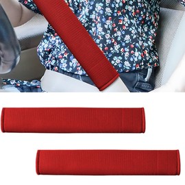 DUSCOKE 2PCS Car Seat Belt Covers, Soft Mesh Vehicle Shoulder Protection Harness Pad, Breathable Auto Seat Strap Cushion for Comfortable Driving, Universal Safety Car Seatbelt Accessories (Red)