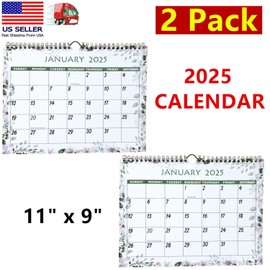 2 Pack of 2025 Wall Calendar 12 Months Wall Calendars Annual Planner 11" x 9"