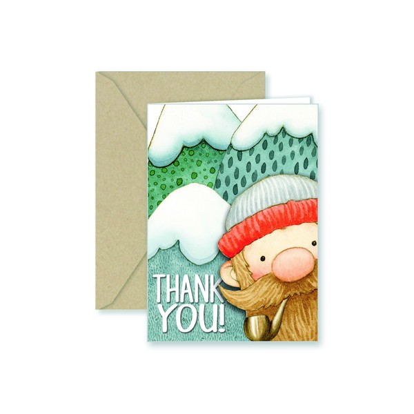 Paper Frenzy Lumberjack Thank You and General Note Cards and Kraft Envelopes - 25 pack