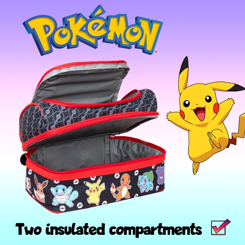 Pokémon Kids School Thermal Insulated Double Decker Lunch Bag Multi