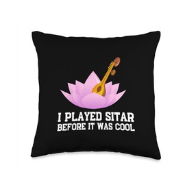 Sitar Instrument Indian Hindustani Music String Instrument Throw Pillow