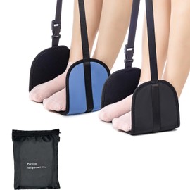 Perfitel Foot Hammock for Travel Relax Adjustable Airplane Footrest Hammock Portable Breathable Comfortable Travel Accessory for Long Flights (Black)