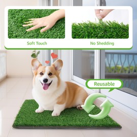 Dog Grass Mat with Pee Pad, Artificial Indoor Turf Grass Potty Training Pads for Dogs Tray Doggies Washable Reusable Puppy Pads Leakproof Pee on Outdoor Patio Balcony Apartment(39x31.49'')