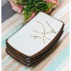 Set Of 4 Japan Made Sakura Cherry Blossoms Porcelain Rectangular