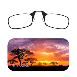 ThinOptics Universal Pod Case + Rectangular Reading Glasses, Safari Sunset, 55 mm + 2