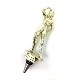 Female Body Builder Wine Bottle Stopper - Handmade with Stainless Steel Base and Repurposed Trophy Top