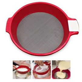 KOBWA Flour Sifter, Stainless Steel Fine Mesh Sieve Pan Food Tea Sugar Flour Sieves for Kitchen Home