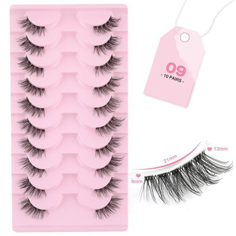 Sixstarhair Half Lashes Natural Looking Cat Eye Lashes with Clear