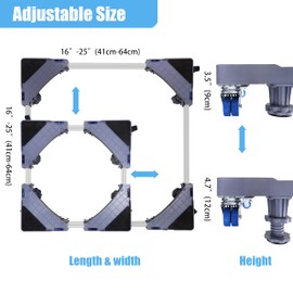 YOOGAA Mini Fridge Stand Adjustable Furniture Mover Mobile Roller Base for Washing Machine, Dryer, Refrigerator, Laundry Pedestal with 4 Strong Feet & Twin Wheels (4 Stronge Feet with Casters)
