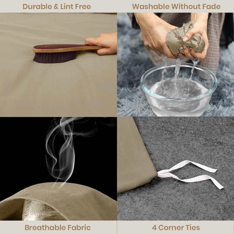 Imperial Rooms Single Duvet Cover Set Brushed Microfiber Plain Beige