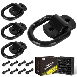 AUTOBOTS 1/2" Heavy Duty Bolt-On Forged D Ring, 12000Lbs Break Strength Tie Down Anchors Hooks, for Trailers, Trucks, and Cargo Tie Downs (Pack of 4) Black