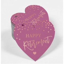 Inkdotpot Happy Retirement Bottle Tag Real Rose Gold Foil Favor Hang Tags Pack Of 50