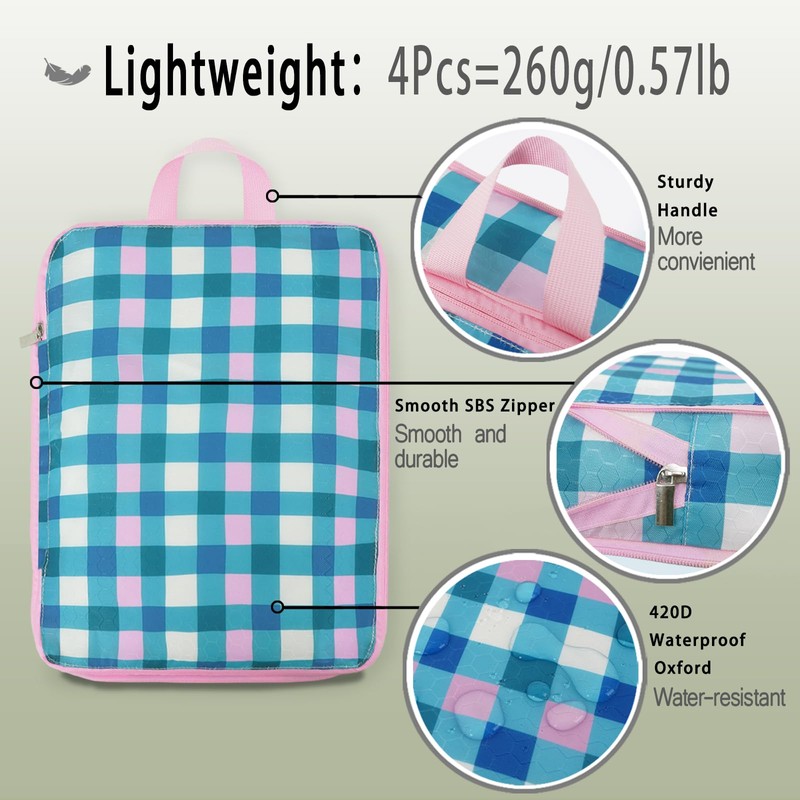 4 Pcs Compression Packing Cubes, Packing Cubes for Travel, Waterproof