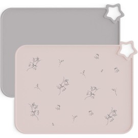 Moonkie - Manteles individuales de silicona para bebés y niños, a prueba de manchas antideslizantes para alimentos para niños pequeños, con 2 paquetes (éter/salvia)