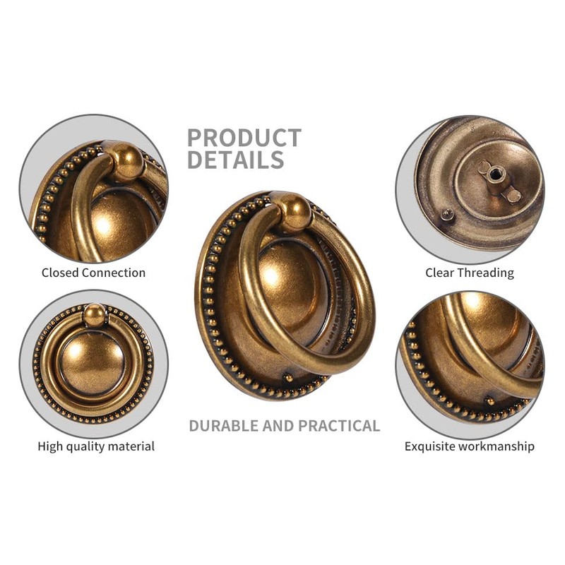 skohom 8 Pack Ring pulls,2" Antique Ring Drawer pulls,Ring Cabinet
