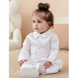 A&J DESIGN Baby Christening Outfits for Boys Baptism Suits White 6-9 Months