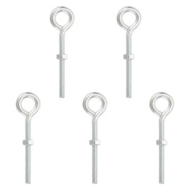 PATIKIL M6x60mm Eye Bolts with Nuts, 5 Pcs Shoulder Swing Lifting Eye Bolt Carbon Steel Threaded Screw Eyebolt for Cables Wires Hanging Lights