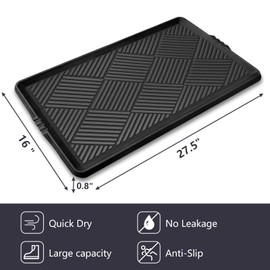 Rubber Boot Trays for Entryway, Water-Resistant Shoe Trays, Multi-Purpose Boot Mat Tray with Lip, Rubber Mat for Shoe Organizer Indoor Outdoor Use, 27.5"x16"，2 Pack
