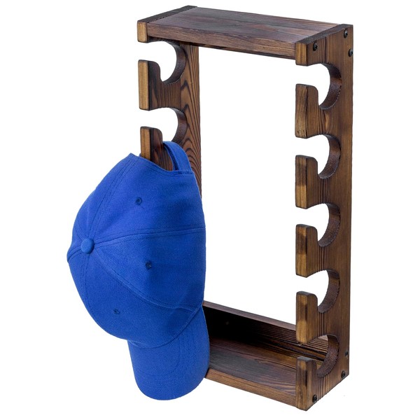 MyGift Rustic Burnt Solid Wood Wall Mounted Baseball Cap Collection