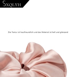 SXQLYH Hair Bobbles Satin Elastics, Hair Scrunchie Pearlescent Satin, Thick Soft Comfortable Satin Hair Scrunchie 14 cm, Scrunchies Ponytail Holder Winter Hair Bobble for Women Thick Long Hair (Pink)