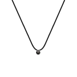 Nenalina KAS-013 Women's Rubber Necklace with Pearl Pendant with 925 Sterling Silver Clasp Length 42 cm Black, Sterling Silver Plastic, Pearl