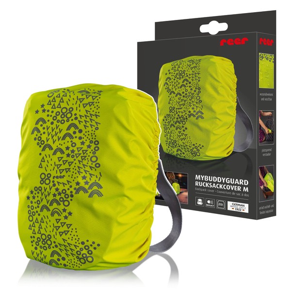 reer MyBuddyGuard Backpack Cover M, High Visibility Rain Cover for